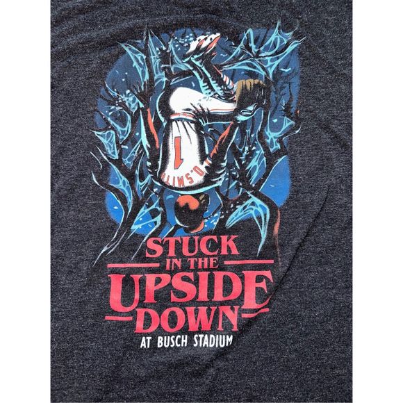 St. Louis Cardinals Busch Stadium in Upside Down Ozzie Smith Stranger Things Tee - Picture 3 of 3